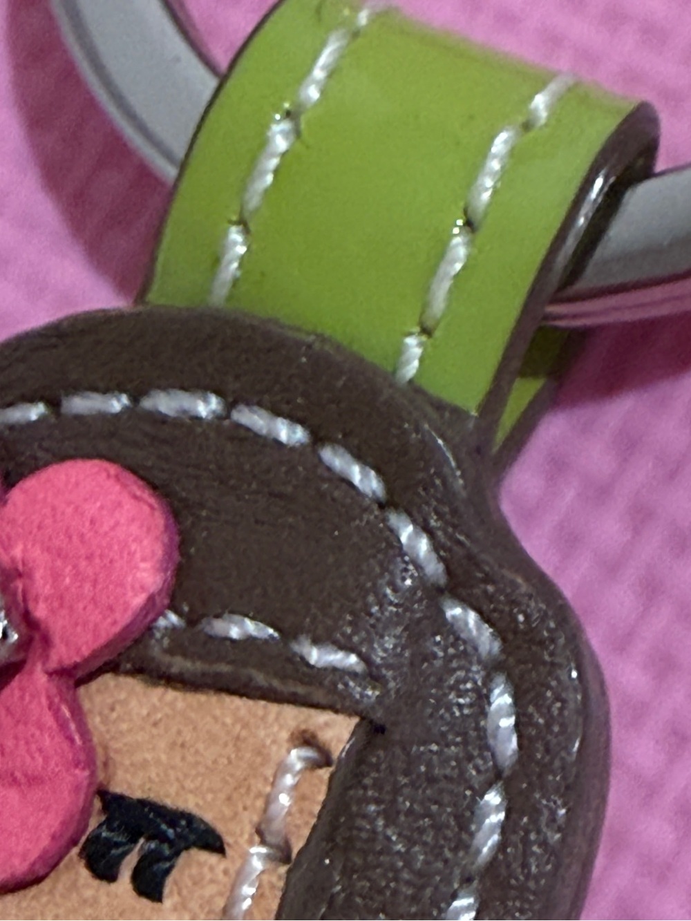 小物 vintage coach HulaGirl Sandals Keychain Vintage Coach Leather Hula Girl Keychain - Pink & Lim… - Gem